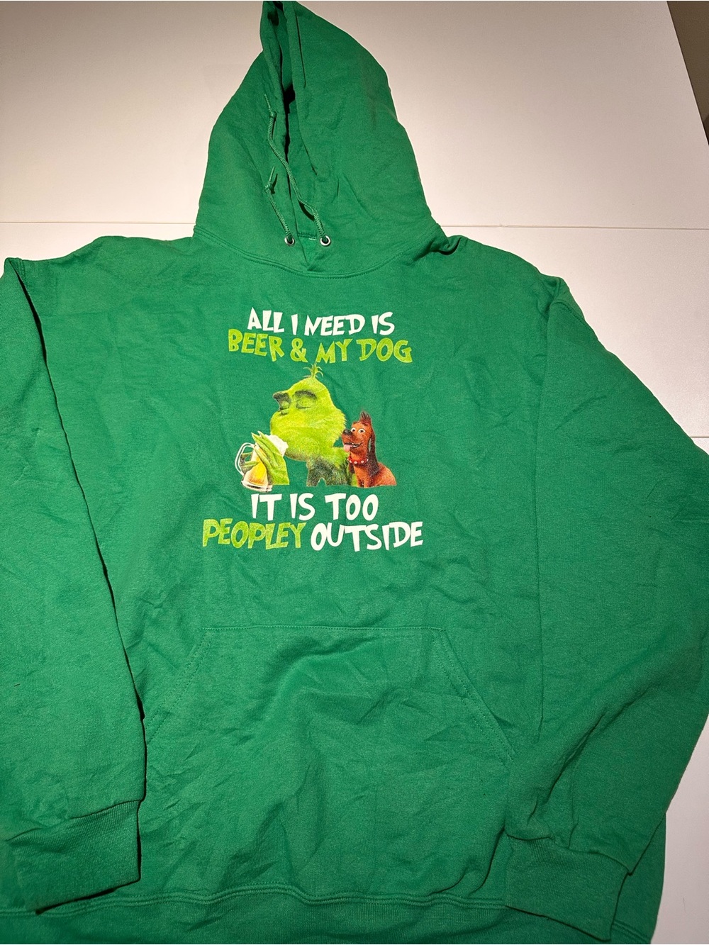 Green Grinch Graphic Hoodie - Beer & My Dog